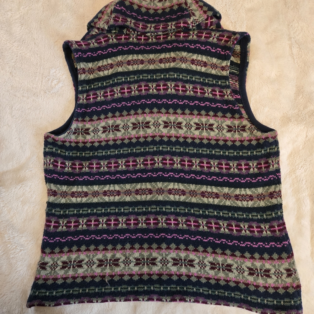 Chaps Fair Isle Nordic Cotton Blend Collared Sweater Vest w/ Buttons - Picture 3 of 7